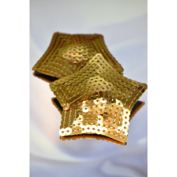 Paire de cache tétons adhésifs étoile pailletée sequin doré 